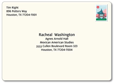 address formatting university  houston