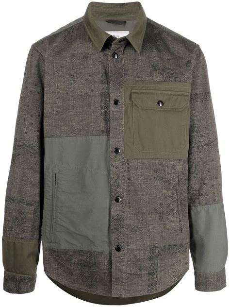 woolrich paisley print detail shirt farfetch