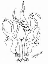 Fox Nine Tailed Coloring Naruto Getdrawings Drawing sketch template