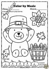 Music Thanksgiving Note Color Coloring Pages Choose Board Worksheets sketch template