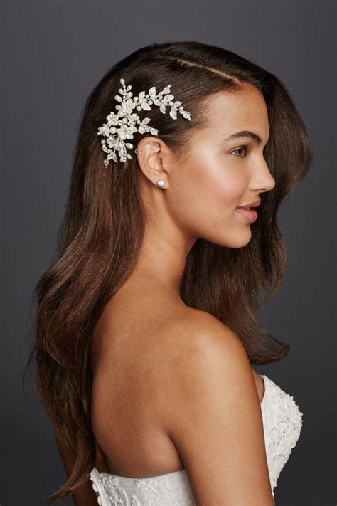 This Hollywood Glam Side Wedding Hair Style Is Perfected With A Leafy