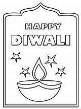 Diwali Printable Cards Coloring Happy Card Print sketch template