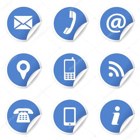 web contact icons  blue labels stock vector image  cnirodesign