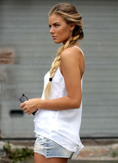 frida grahn swedish fashion women wayfarer summer outfit denim white and blue simple