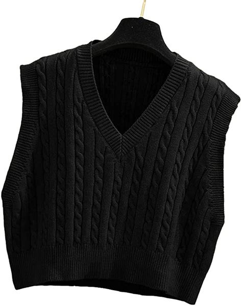 lailezou women s v neck knit sweater vest solid color argyle plaid