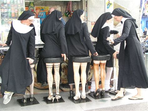 d e c e p t o l o g y the illusion of 5 nuns on sexy leg barstools