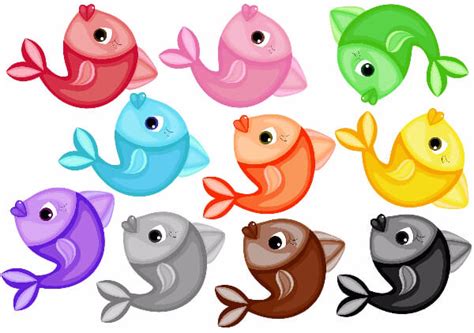 colorful fish stickers  printable papercraft templates