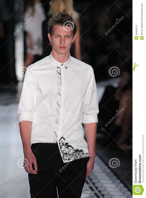 new york ny september 07 a male model walks the runway