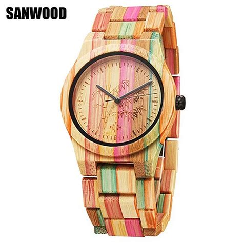 sanwood fashion bamboo nature wood  unisex casual quartz