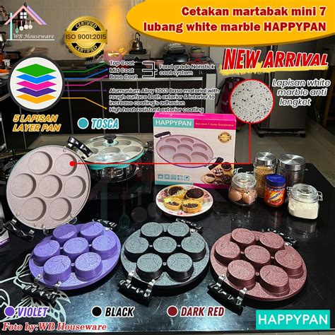 Jual Happy Pan Cetakan Martabak Mini 7 Lubang White Marble Series Anti