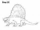 Dimetrodon Draw Dinosaur Step sketch template