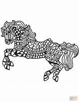 Coloring Horse Saddled Paard Kleurplaat Pages Zentangle Galloping Coloriage Cheval Edupics sketch template