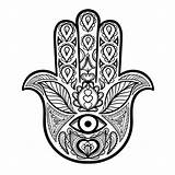 Hamsa Coloring Hand Printable Pages Template sketch template