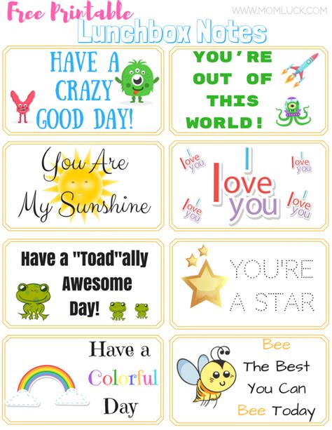 cutest printable lunchbox notes  boys  girls lunchbox notes