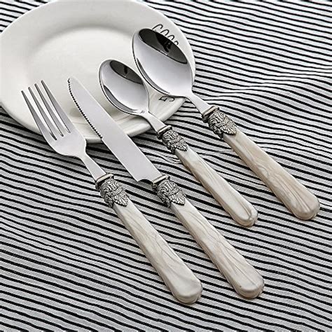 stainless steel silverware set  pcs royal flatware set  white
