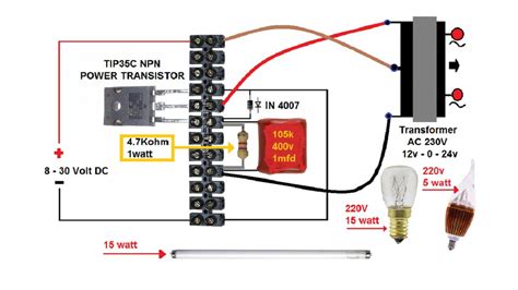 simple dc  ac inverter circuit diagram electronic parts power generator