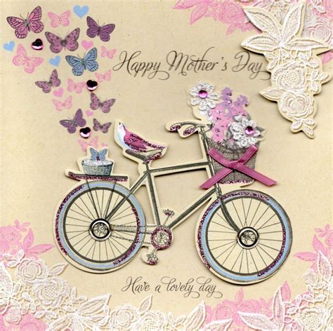 pretty bicycle hand finished happy mother s day card cards