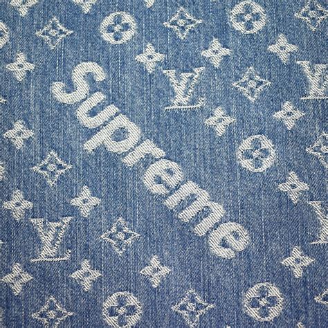 louis vuitton  supreme lv monogram box logo blue denim jeans eluxive