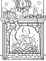 Fireplace Kerst Colouring Natal Topkleurplaat Printen sketch template