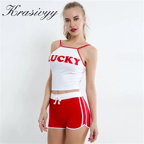 Krasivyy Ladies New Red Striped Drawstring Shorts Women Skinny Mid