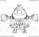 Tourist Holding Beer Man Clipart Cartoon Outlined Coloring Vector Cory Thoman Royalty sketch template