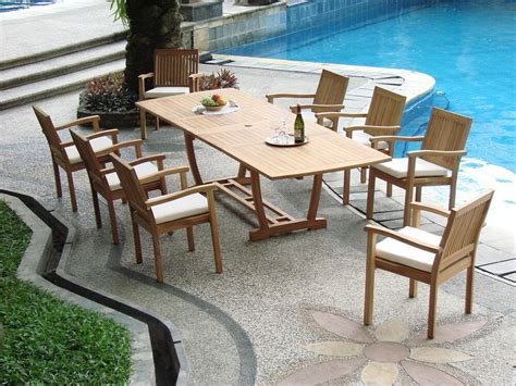 pc teak stacking garden outdoor patio furniture pool