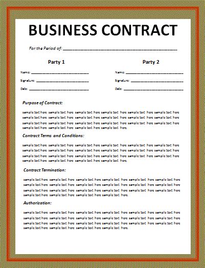 business contract  word templates