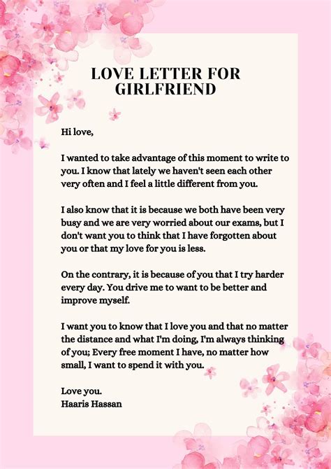 how to write a love letter for girlfriend