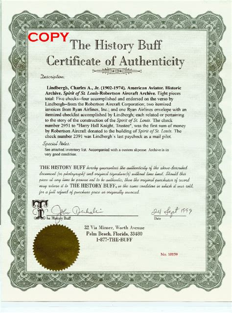 certificate  authenticity template