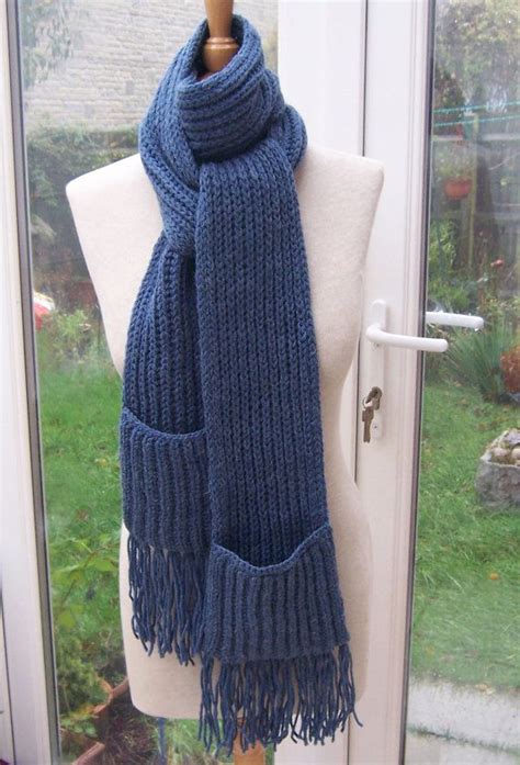 hand knitt extra long scarf  pockets unisex  evefashion