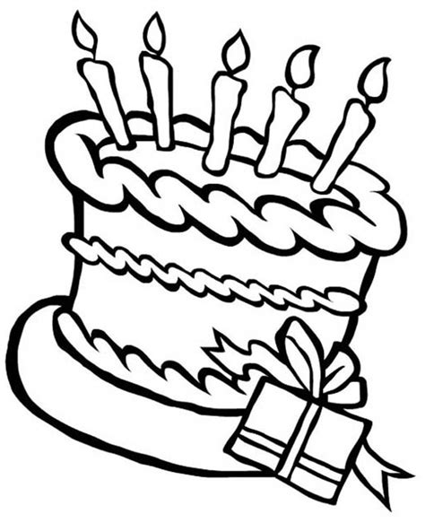 happy birthday cake   present coloring page color luna