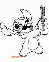 Stitch Coloring Pages Lilo Disneyclips Guitar Playing Pdf sketch template