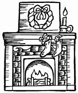 Fireplace Coloring Christmas Pages Adult Clipart Adults Printable Getcolorings Color Clipartmag sketch template