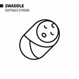 Baby Swaddled Swaddle Outline Line Vector Pixel Symbol Icon Illustration Perfect Illustrations Clip Stroke Editable Stock sketch template