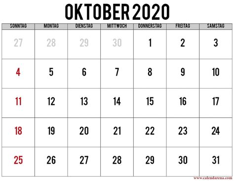 kalender oktober  zum ausdrucken kostenlos