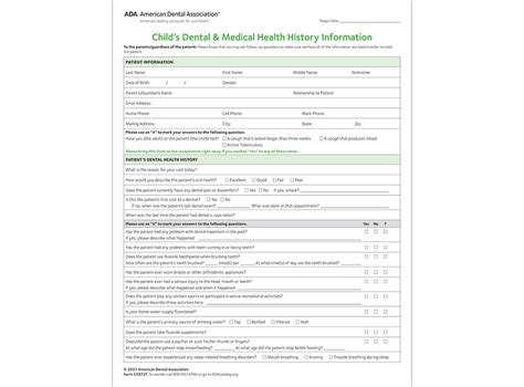 childrens health history form