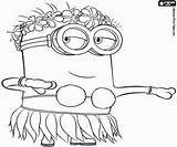 Minion Coloring Pages Hawaii Minions Dancing Colouring Kids Oncoloring Printable Drawing sketch template