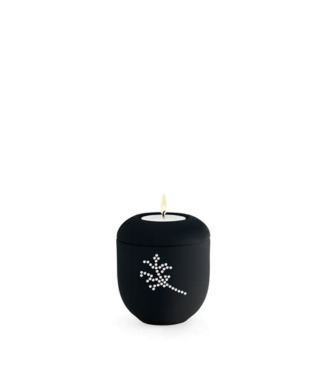 zwarte porseleinen mini urne met theelicht kalmthout