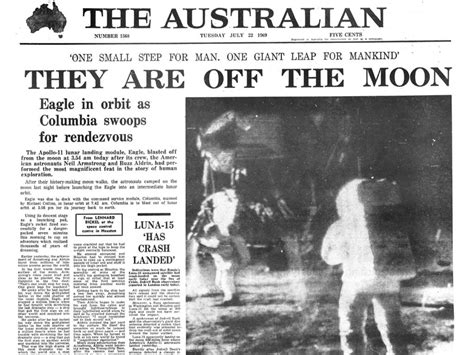 moon landing newspaper front pages  australian