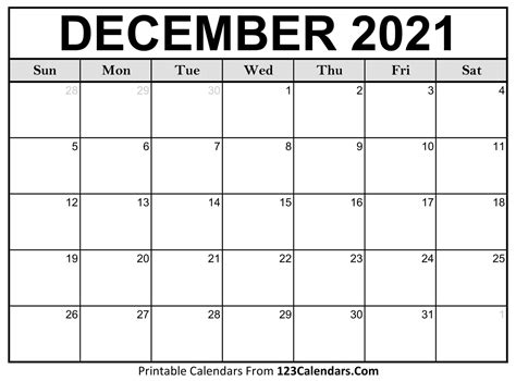 printable december  calendar templates calendarscom