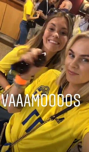 swedish wags get champagne flowing as they cheer on their