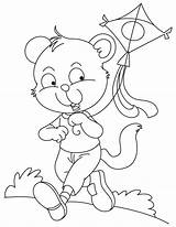 Coloring Kite Flying Kitty sketch template