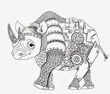 Rhino Coloring Zentangle Pages Efie Animal Adult Intricate Colouring Goes Ben Visit Dragon Save Rhinos sketch template