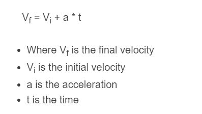 velocity acceleration formula