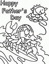 Coloring Fathers Pages Happy Printable Father Kids Surfing Crab Print Fish Funny Beach Fun Cards Dad Card Colorear Para Crayola sketch template
