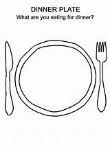Plate Coloring Dinner Food Thanksgiving Pages Kids Worksheets Preschool Drawing Printable Happy Draw Worksheet Steak Template Plates License Colouring Activity sketch template