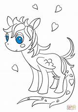 Kawaii Pony Pegasus Coloring Pages Printable Print Color Drawing sketch template