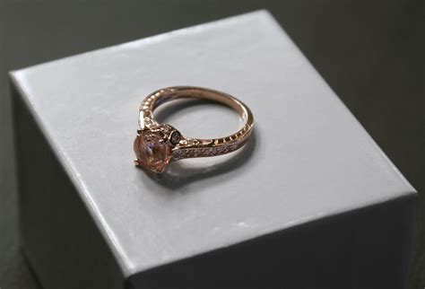 14k Rose Gold Vintage Peach Morganite And Diamond Engagement Ring