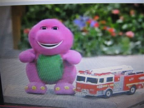 Image Barney At Firetruck Toy  Barneyandfriends Wiki Fandom