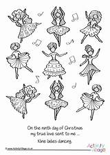 Colouring Dancing Ladies Nine Pages Christmas Become Member Log Village Activity Explore sketch template